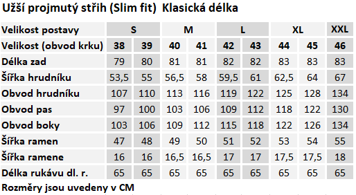 amj SLIM FIT Klasická délka